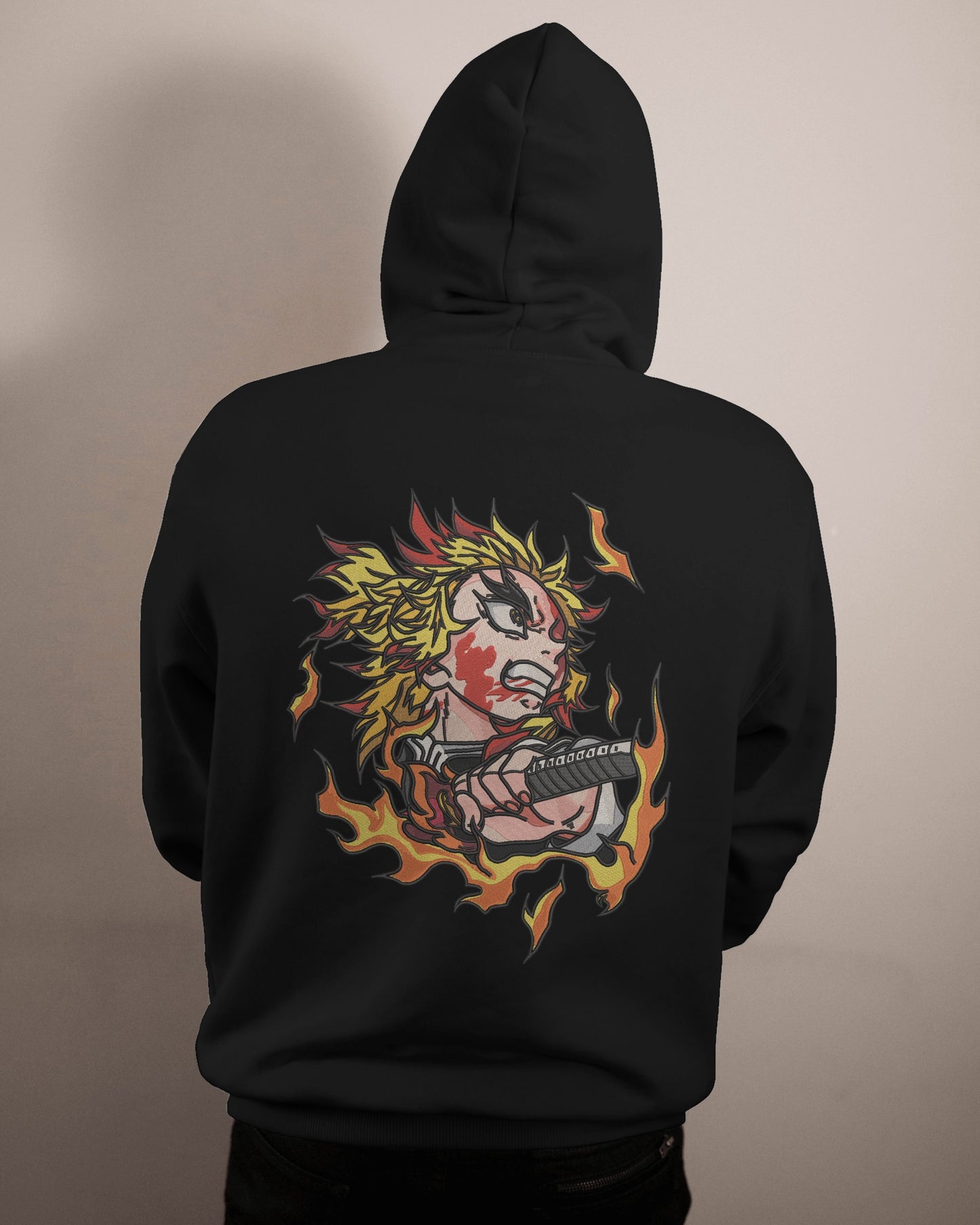 KYOJURO RENGOKU - FLAME HASHIRA Embroidered Oversized Hoodie