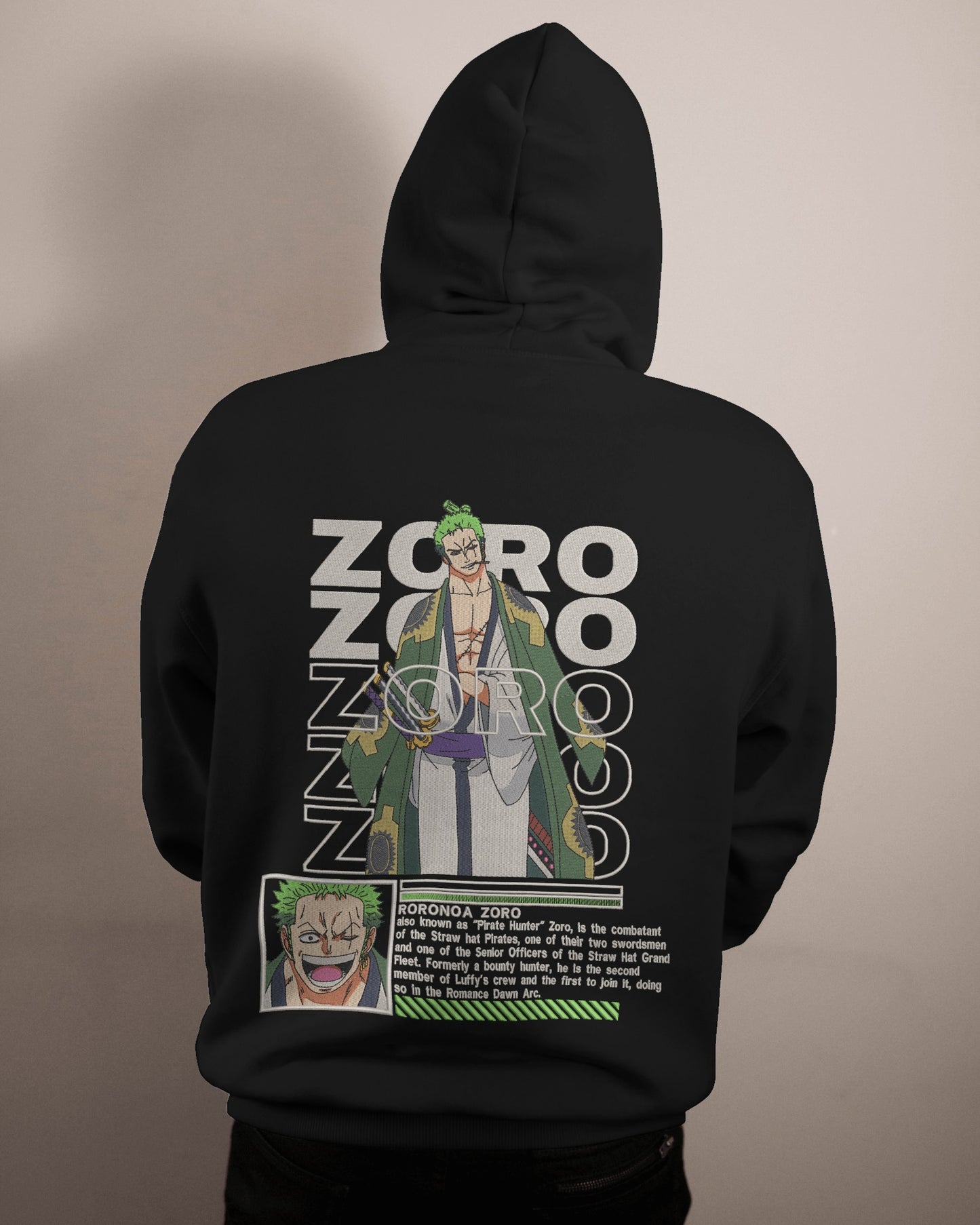 RORONOA ZORO Embroidered Oversized Hoodie