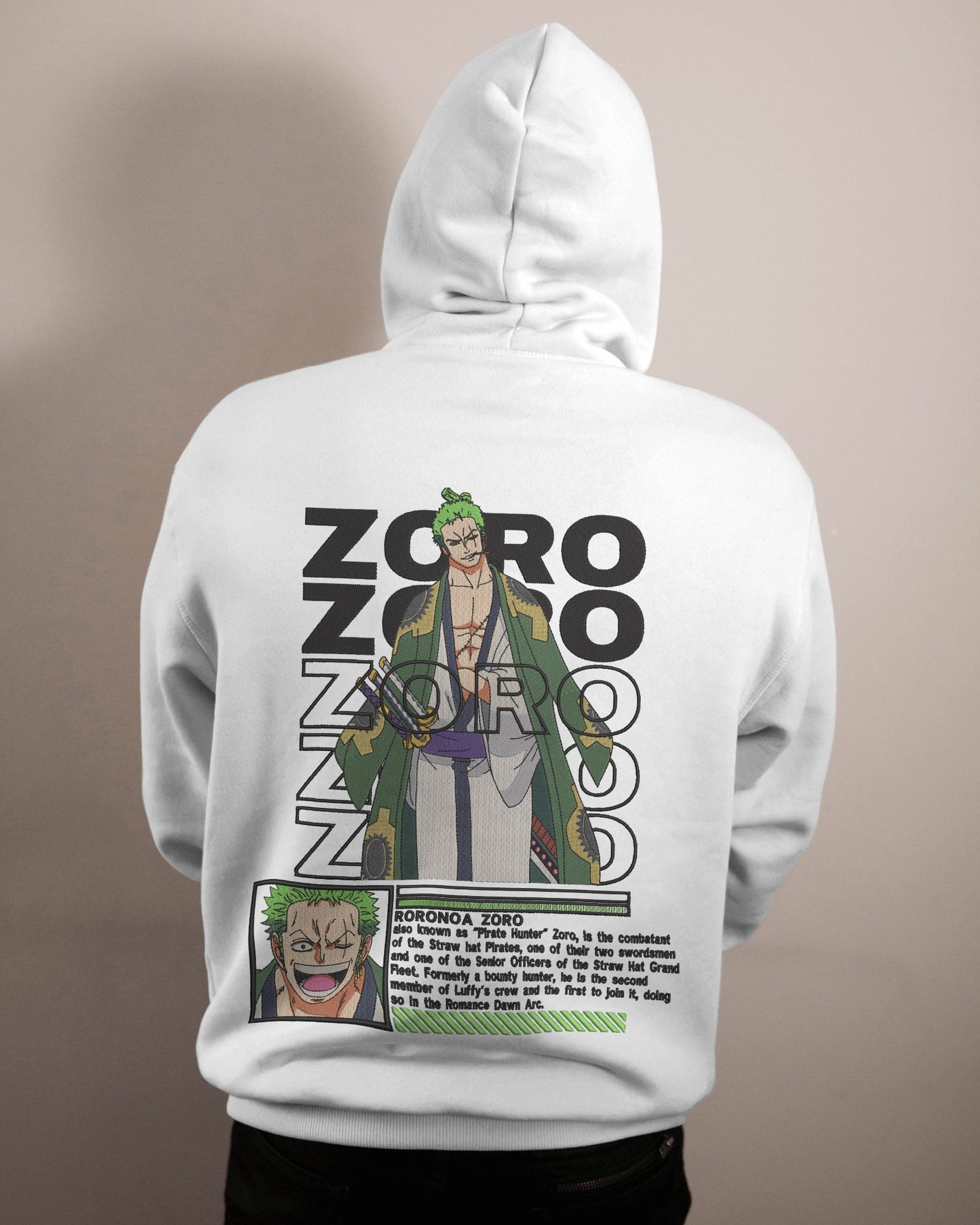 RORONOA ZORO Embroidered Oversized Hoodie