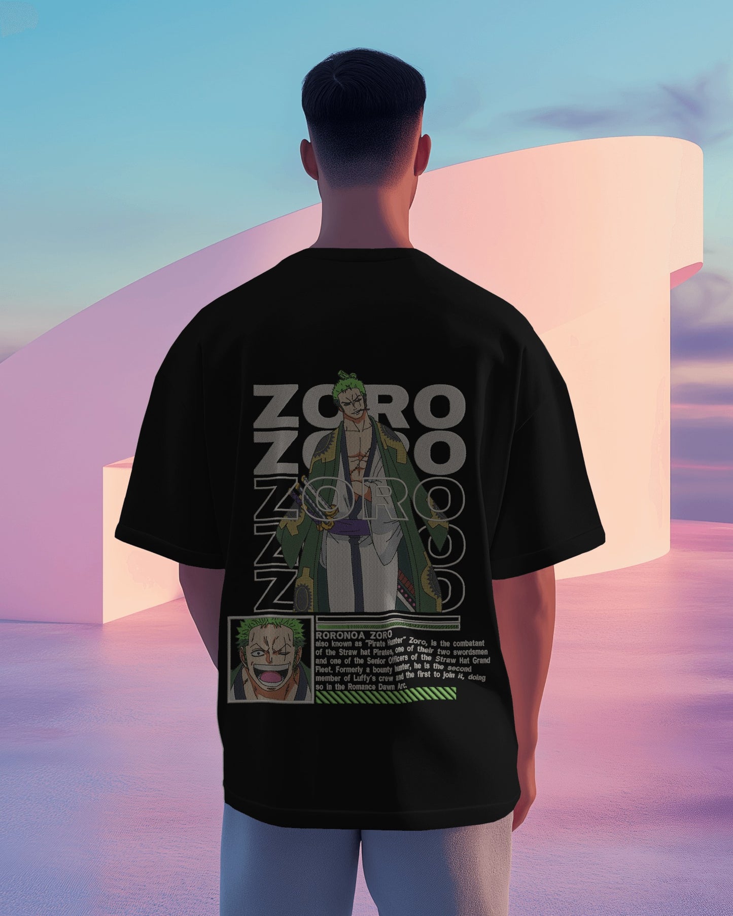 RORONOA ZORO Embroidered Oversized TShirt
