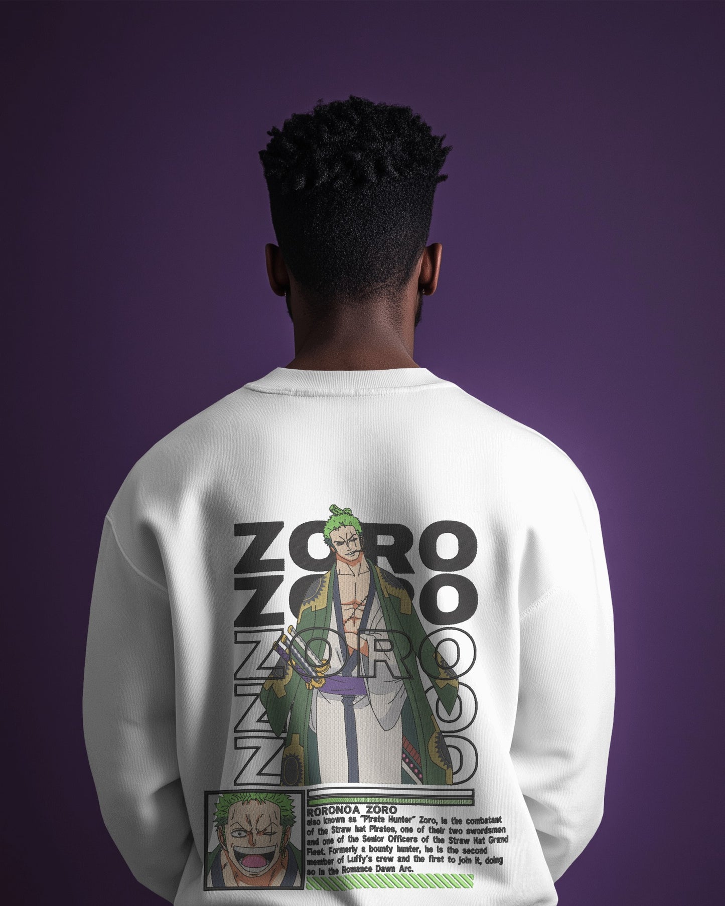 RORONOA ZORO Embroidered Oversized Sweatshirt