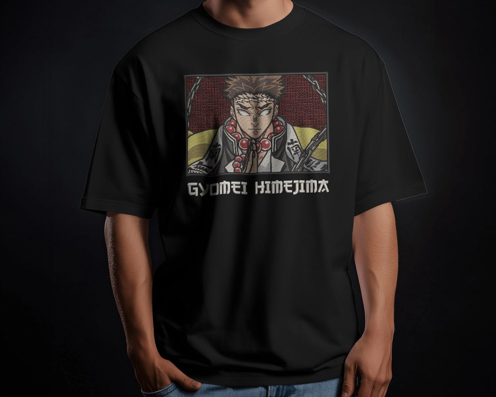 GYOMEI HIMEJIMA-STONE HASHIRA Embroidered Oversized TShirt