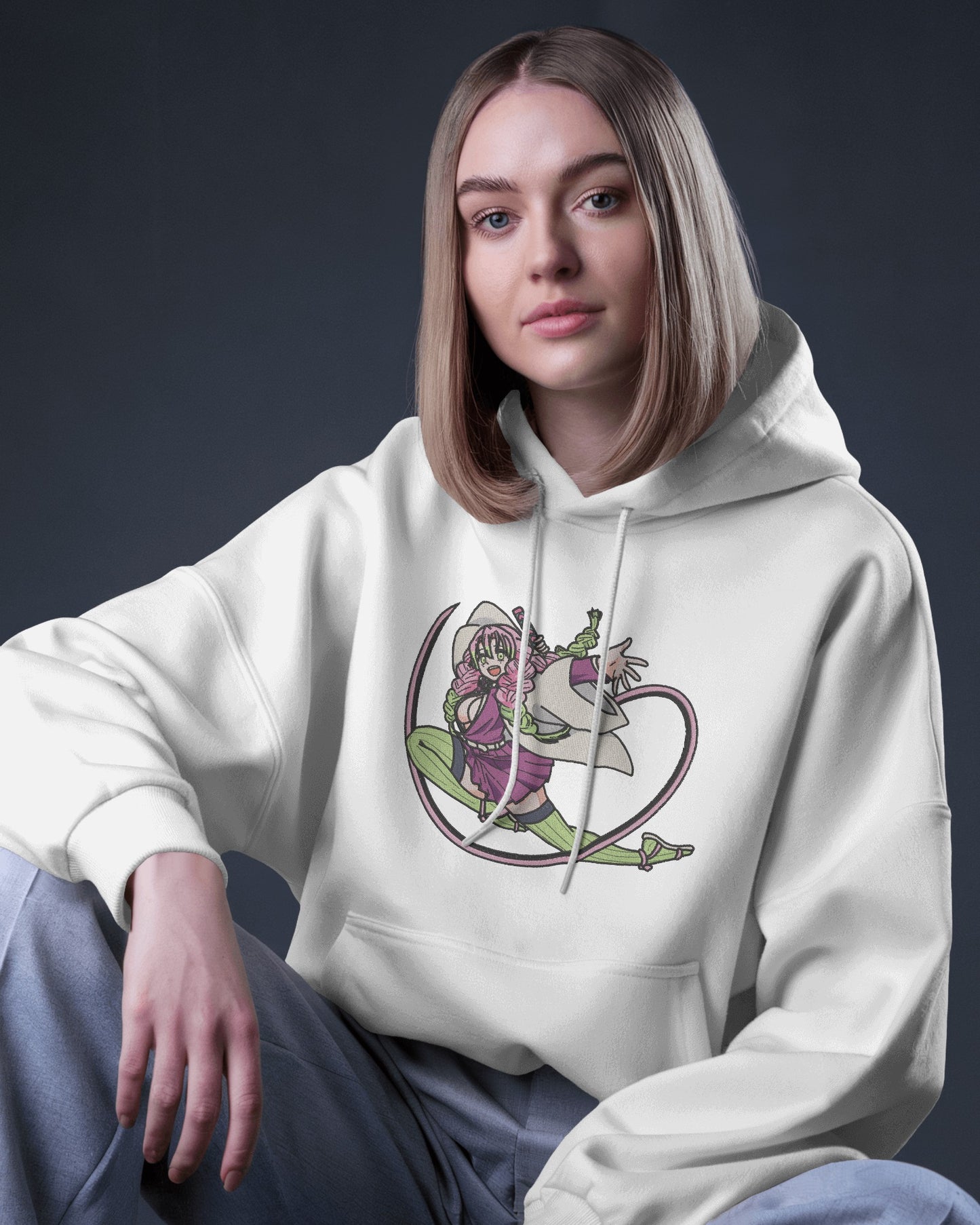 MITSURI KANROJI - LOVE HASHIRA Embroidered Oversized Hoodie