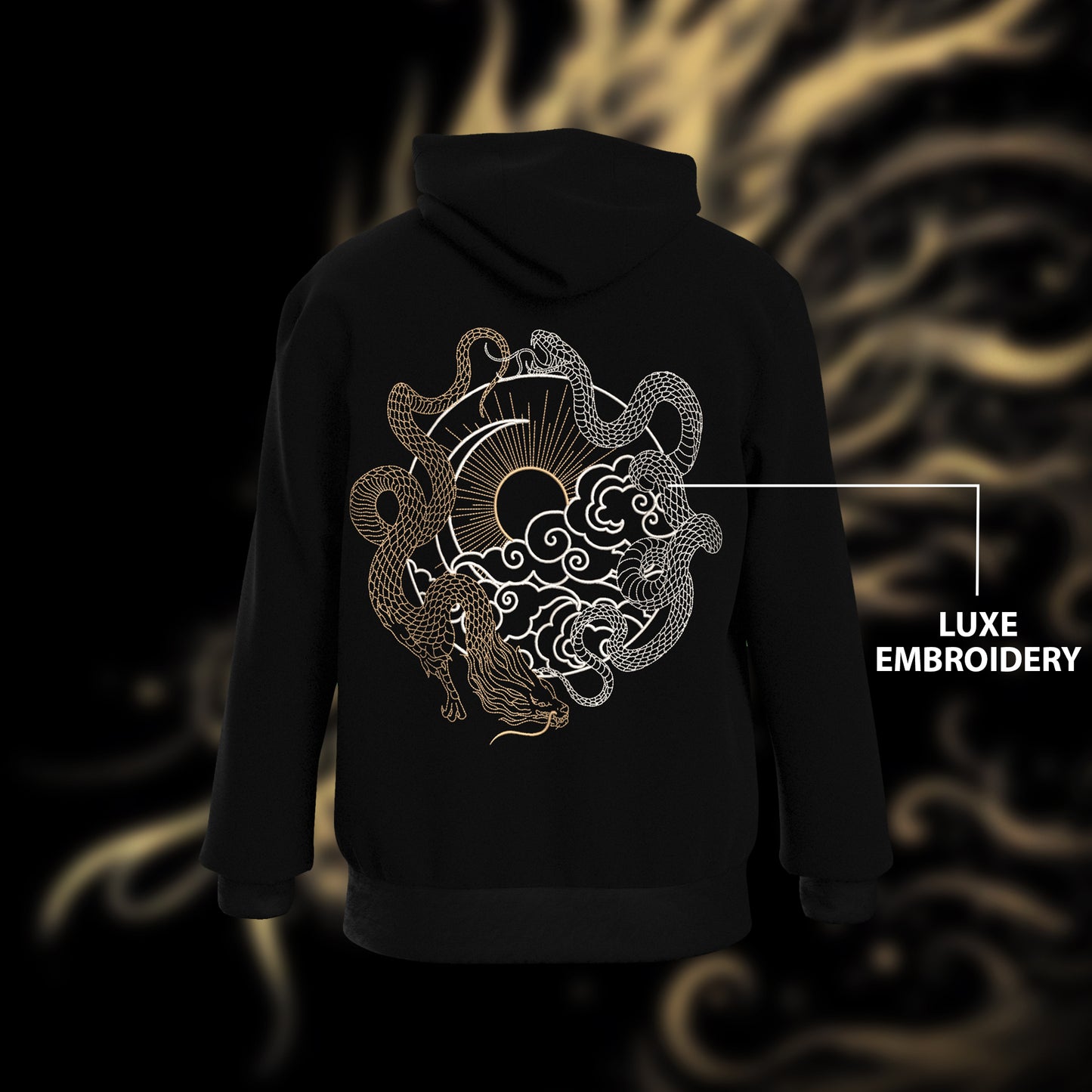 The Snake & The Dragon Hoodie - Luxe Embroidery & Premium Fabric