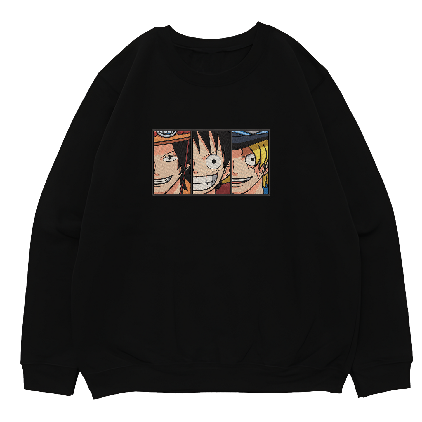 LUFFY-ACE-SABO Embroidered Oversized Sweatshirt