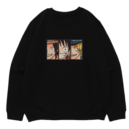 LUFFY-ACE-SABO Embroidered Oversized Sweatshirt