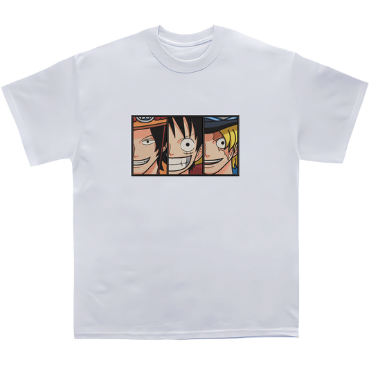 LUFFY-ACE-SABO Embroidered Oversized TShirt