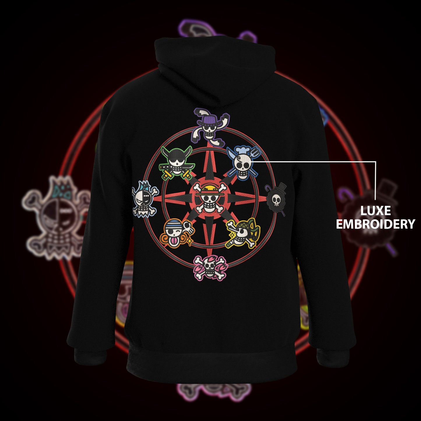 One Piece - Straw Hat Crew Hoodie : Luxe Embroidery