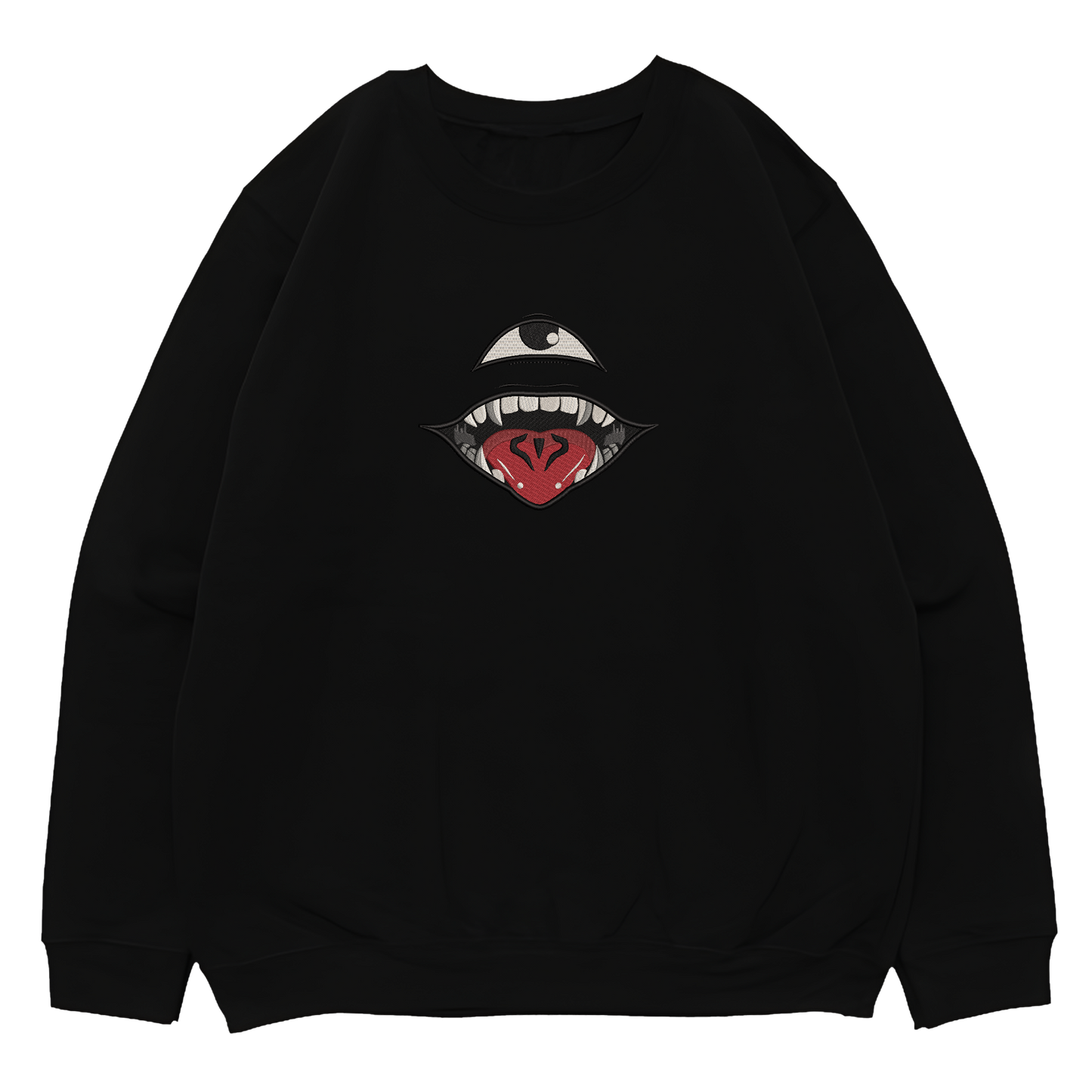 SUKUNA EYE AND MOUTH Embroidered Oversized Sweatshirt