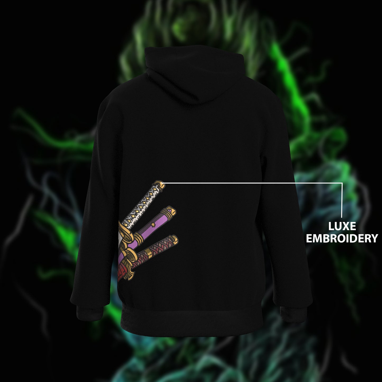RORONOA ZORO Katanas - Luxe Embroidery Hoodie