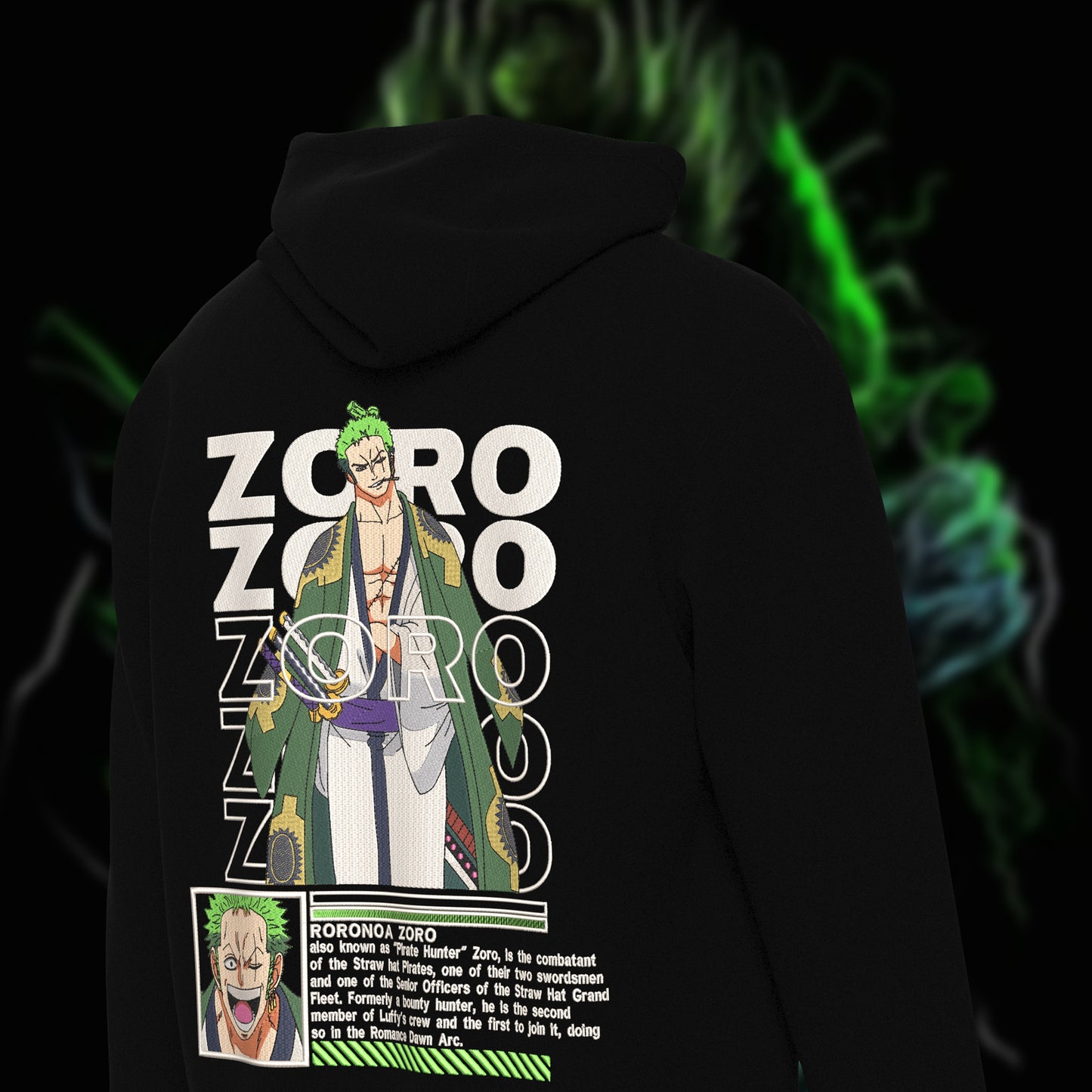 RORONOA ZORO Embroidered Hoodie