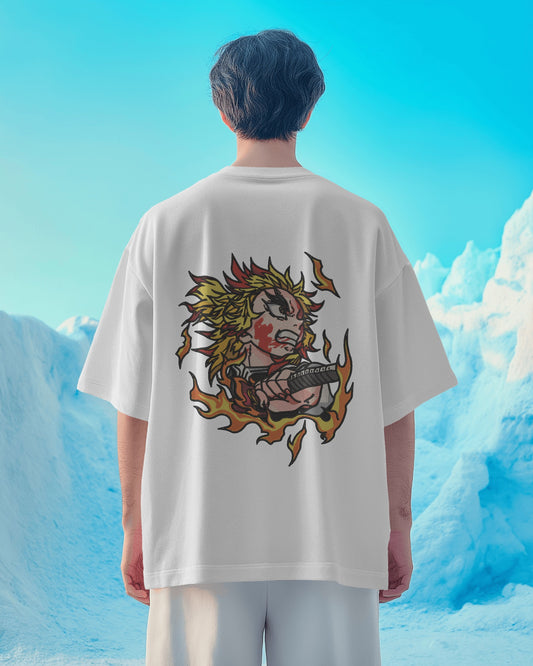 KYOJURO RENGOKU-FLAME HASHIRA Embroidered Oversized TShirt