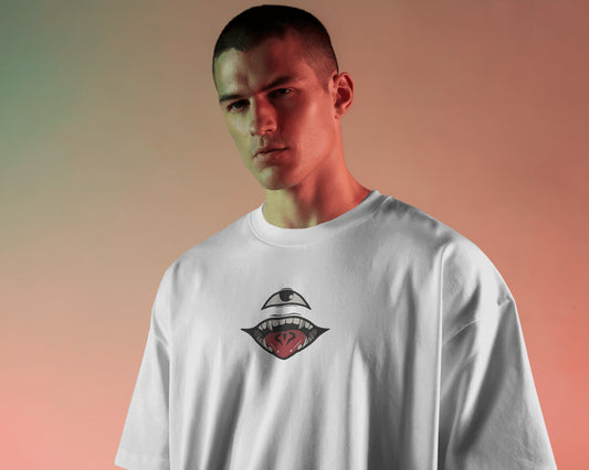 SUKUNA EYE AND MOUTH Embroidered Oversized TShirt