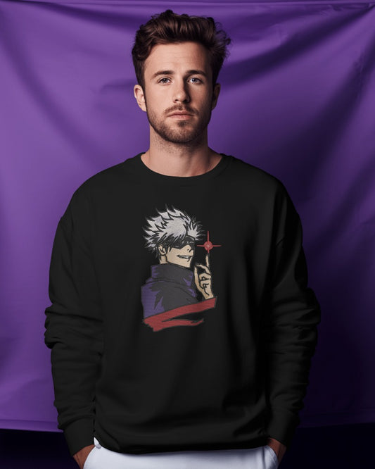 GOJO SATORU Embroidered Oversized Sweatshirt