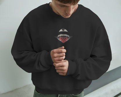 SUKUNA EYE AND MOUTH Embroidered Oversized Sweatshirt