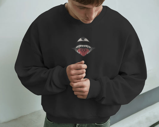 SUKUNA EYE AND MOUTH Embroidered Oversized Sweatshirt