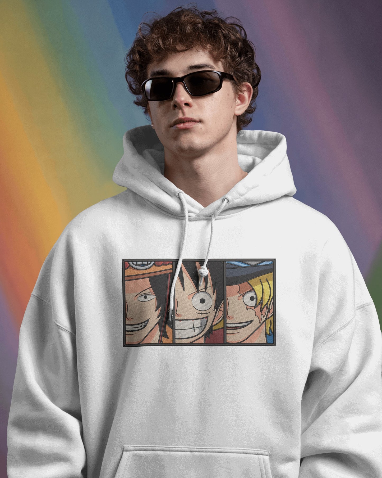 LUFFY-ACE-SABO Embroidered Oversized Hoodie