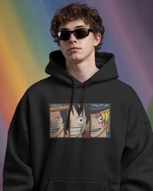 LUFFY-ACE-SABO Embroidered Oversized Hoodie